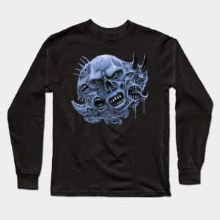 Zombie Mutant Morph Monster Blue Long Sleeve T-Shirt